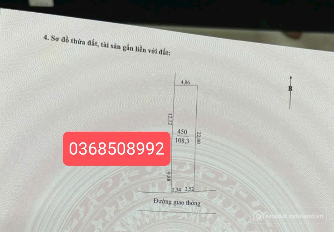 Bán đất thổ cư: Bán đất 108m² ngang 4,8m giá 2.4 tỷ Phường Bắc Giang
