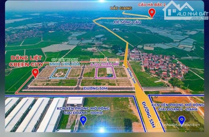Bán đất thổ cư: BÁN ĐẤT DỰ ÁN DŨNG LIỆT GREEN CITY CẠNH KCN YÊN PHONG MỞ RỘNG - 