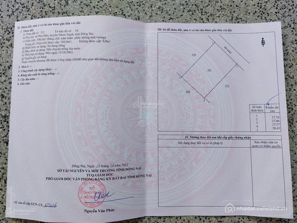 Bán đất thổ cư: Bán đất 500m2, 2tỷ(tl)tại đường phạm văn đáng, xã phú hữu, nhơn 