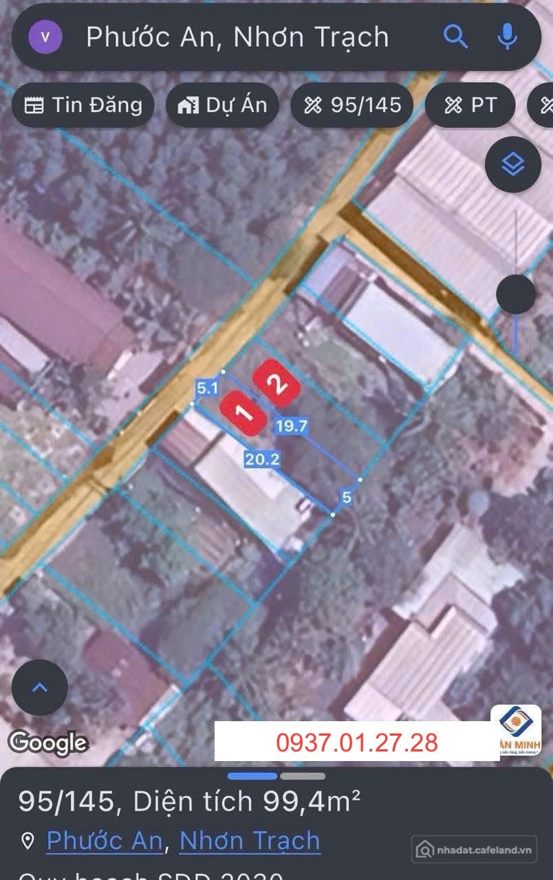 Bán đất thổ cư: bán 2 lô đất sổ riêng phân lô Ấp Bàu Bông , Xã Phước An , Đồng N