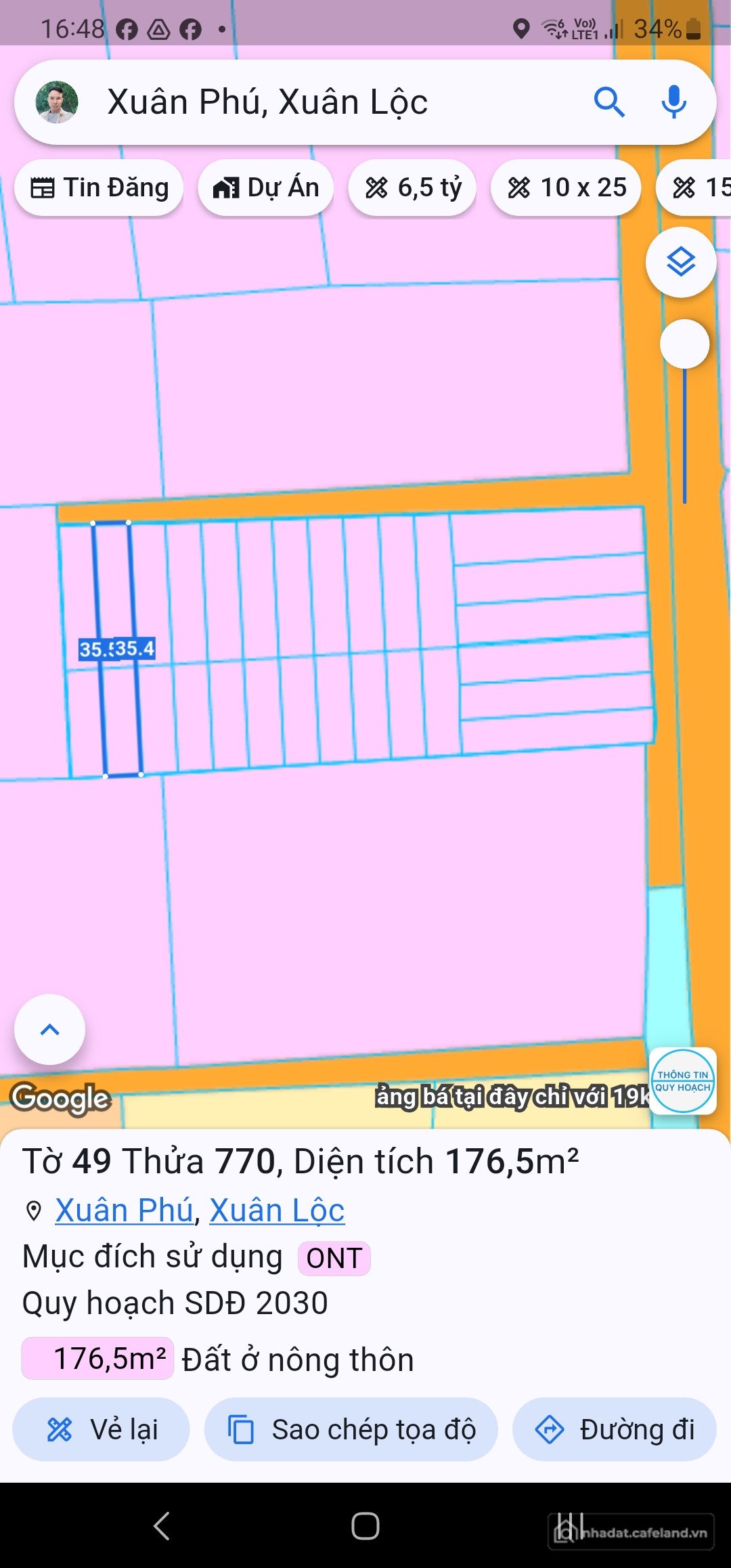 Bán đất thổ cư: Lốc 17 nền thổ cư ngang 5m giá 690 triệu tại Xã Xuân Phú