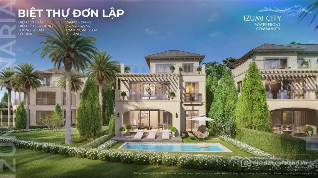 Bán nhà riêng: Mở bán biệt thự đơn lập khu canaria kđt izumi city 12x20,5m view 