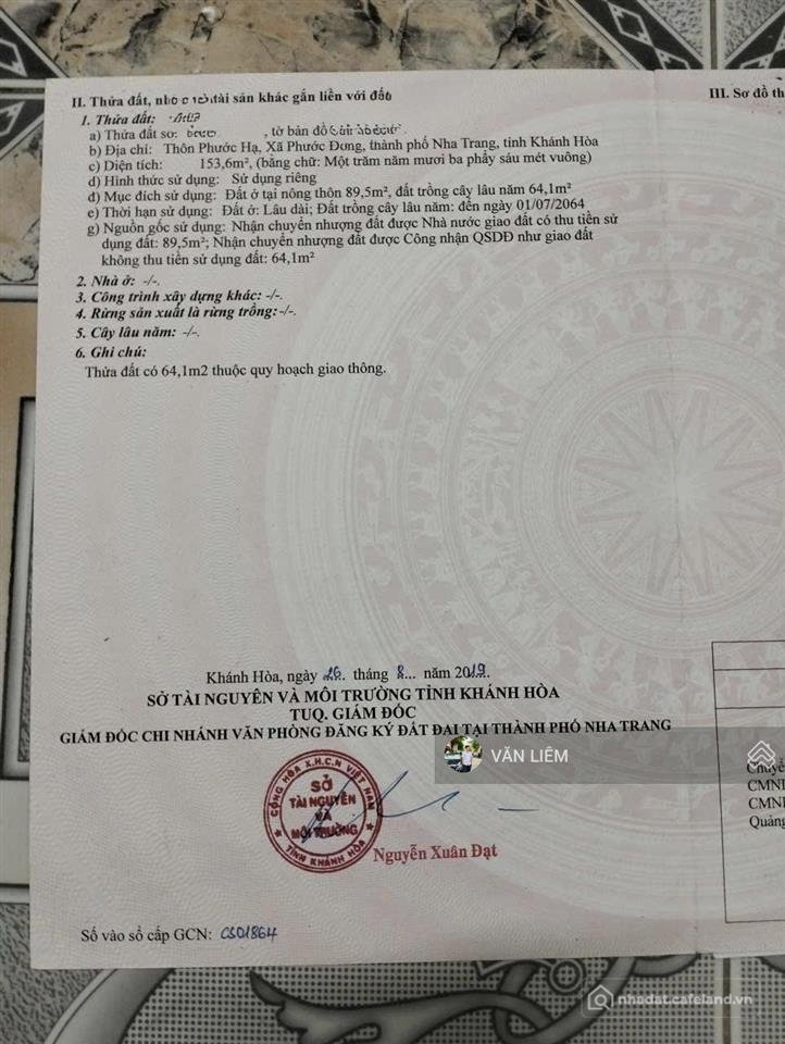 Bán đất thổ cư: Bán đất tại phước đồng, 1,75 tỷ, 153m2, gần sân golf diamond bay