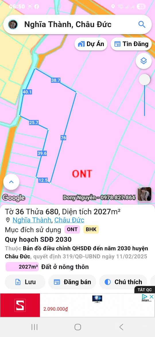 Bán đất thổ cư:  SIÊU HOT – 5.289m² NGHĨA THÀNH - SÁT KDC LAN ANH 7 - GẦN KCN S