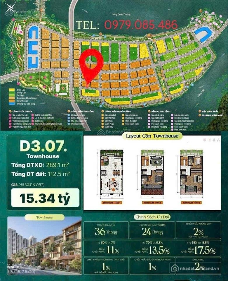 Bán nhà riêng: Nhà phố 3 tầng d307 ngang 7,5m kdt ven sông charmora city sun nha