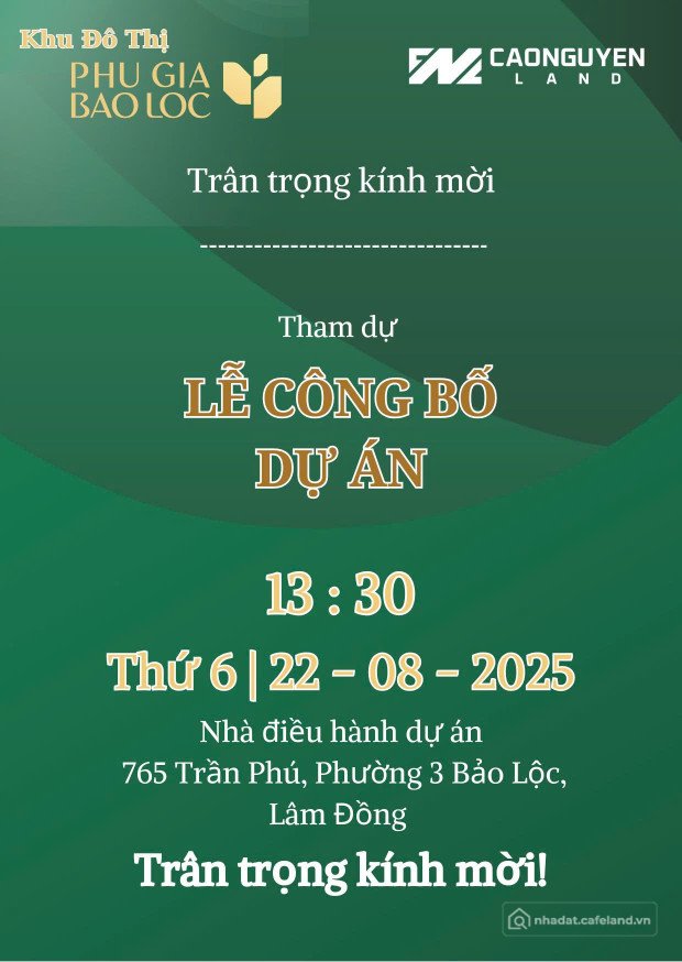 Bán đất thổ cư: LỄ CÔNG BỐ DỰ ÁN - KHU ĐÔ THỊ PHÚ GIA BẢO LỘC