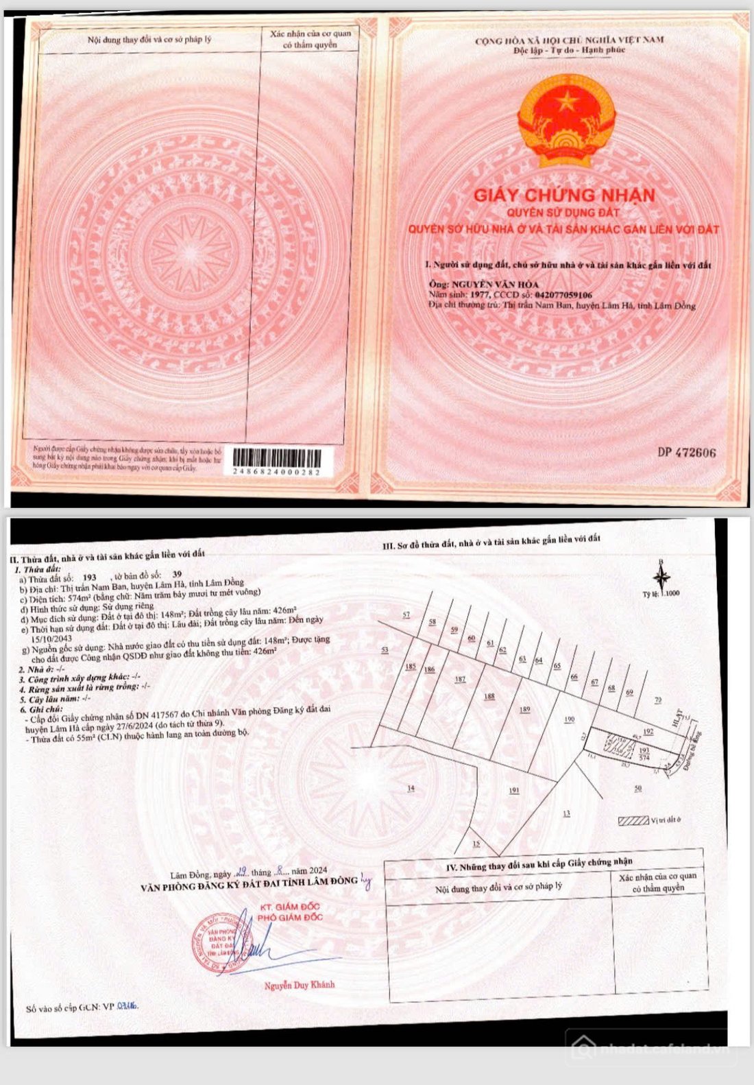 Bán đất thổ cư: Đất ngay chợ Thăng Long Nam Ban sẵn vườn Macca cổ thụ. Lô Góc. V