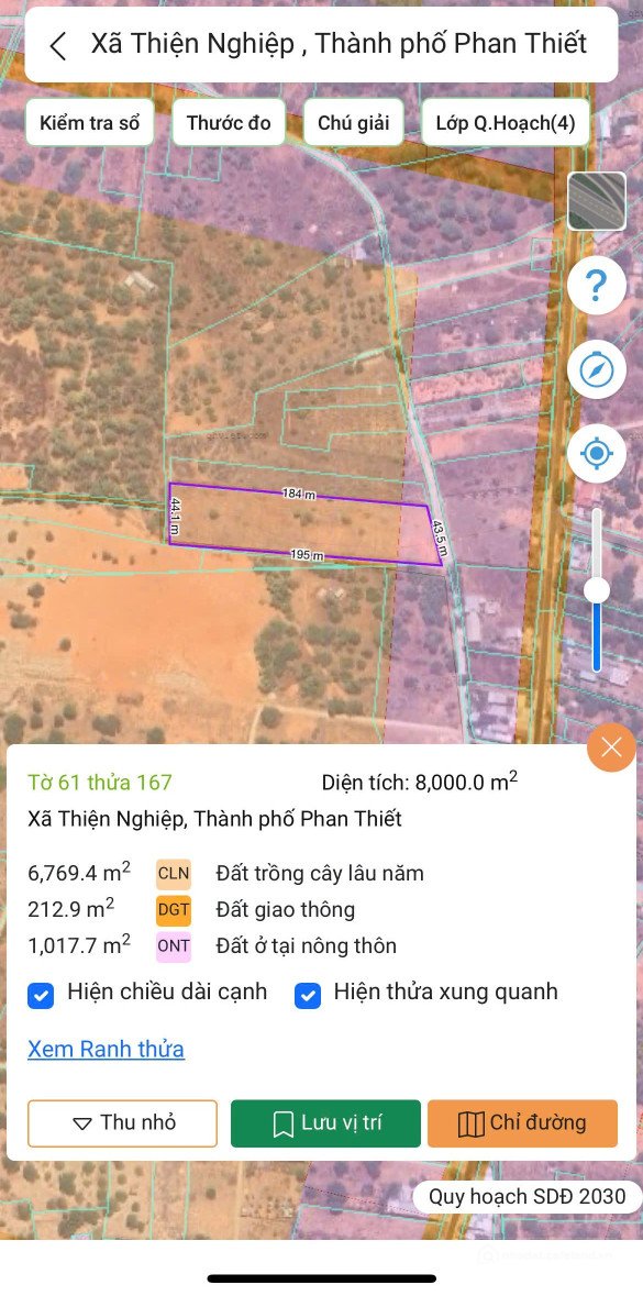Bán đất thổ cư: Bán đất 8000m² ngang 43m giá 7 tỷ Phường Mũi Né