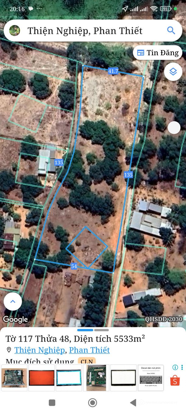 Bán đất thổ cư: Bán đất 5933m² ngang 135m giá 8.4 tỷ tại Phường Mũi Né