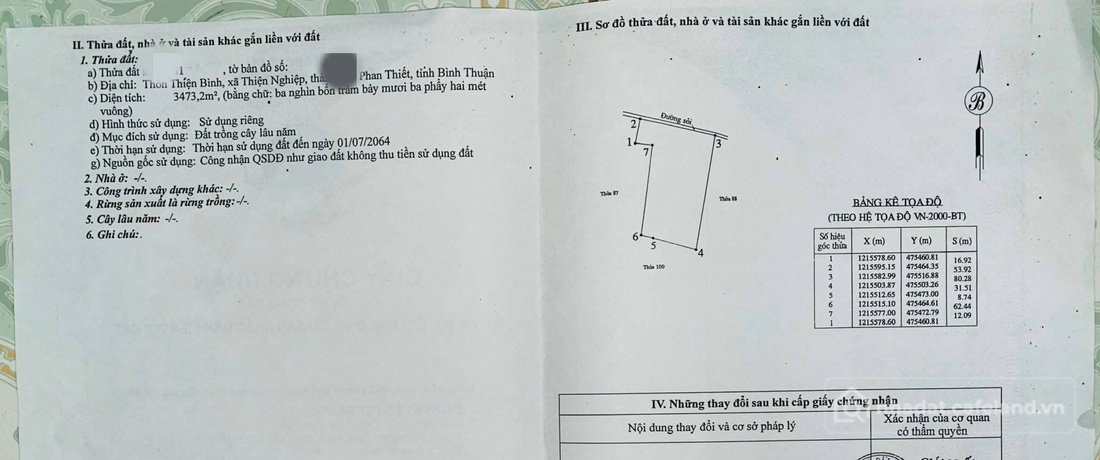 Bán đất thổ cư: Bán đất 3473.2m² ngang 53,9m giá 4.17 tỷ tại Phường Mũi Né