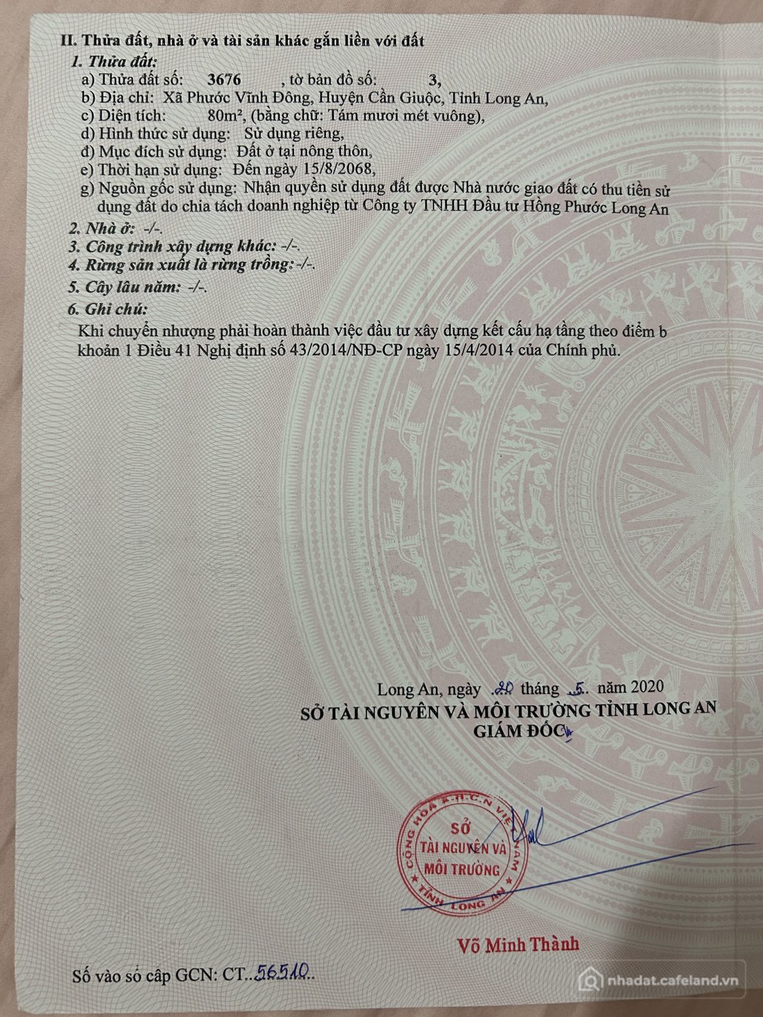 Bán đất thổ cư: Bán 80m2 đất sổ đỏ dự án Hiệp Phước Harbour View, đường Nguyễn V