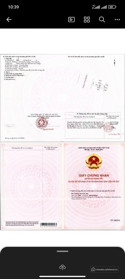 Bán đất thổ cư: Bán đất mặt tiền Lý Thường Kiệt Thị xã Kiến Tường