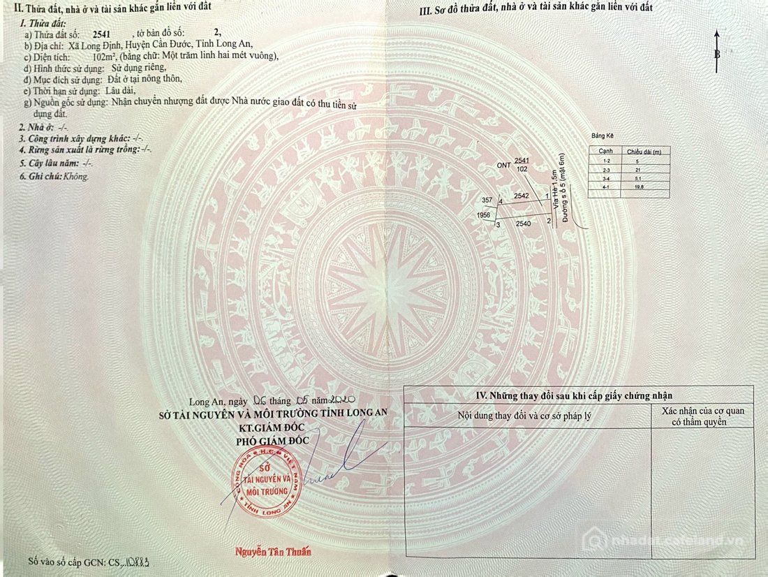 Bán đất thổ cư: Bán đất 102m² 1.73 tỷ tại Xã Long Định Huyện Cần Đước