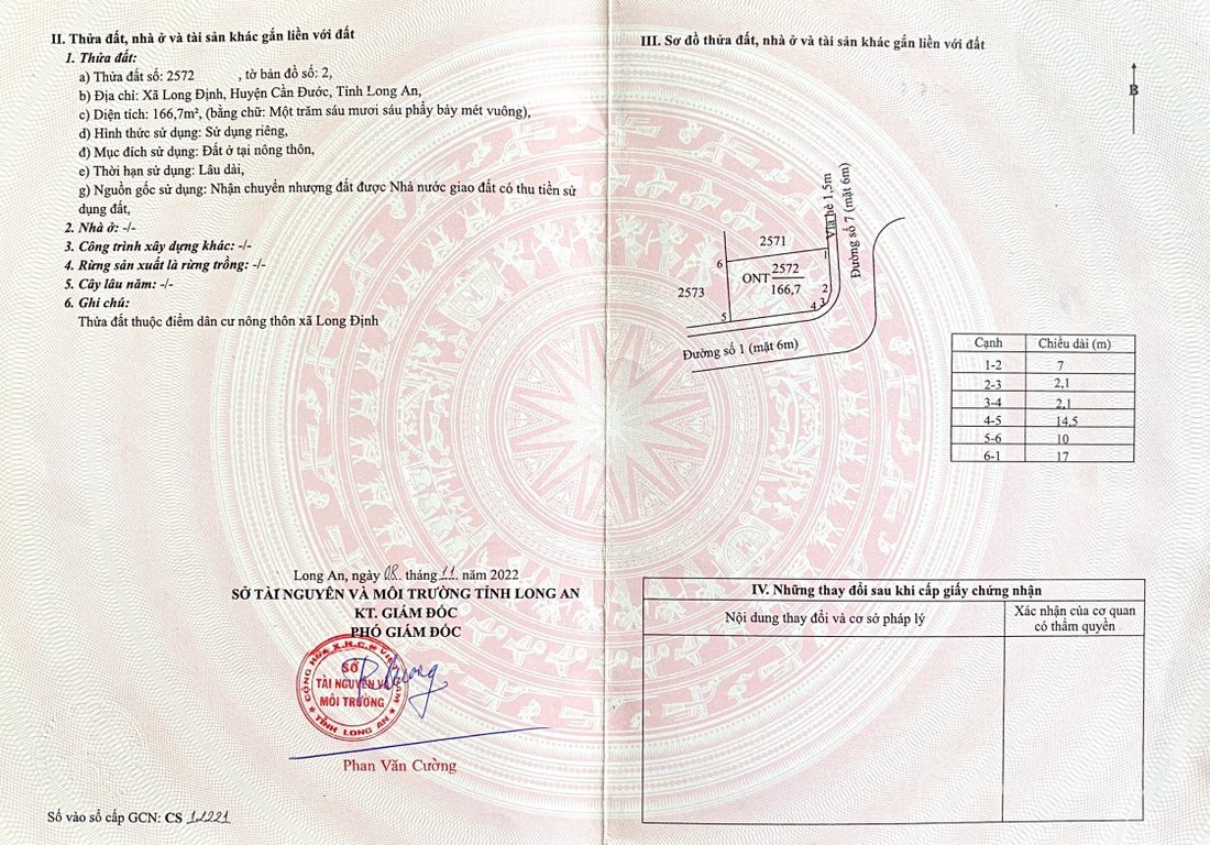 Bán đất thổ cư: Nền Góc 2MT kdc Thuận đạo 166.7m² Giá 2.5 tỷ, Xã Long Định, Cần 