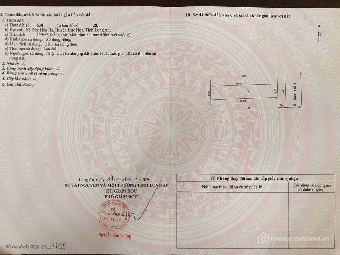 Bán đất thổ cư: Lô Đất mặt tiền đường nhựa 5m×25m giá 1,7tỷ đường số 8 Galaxy Hả