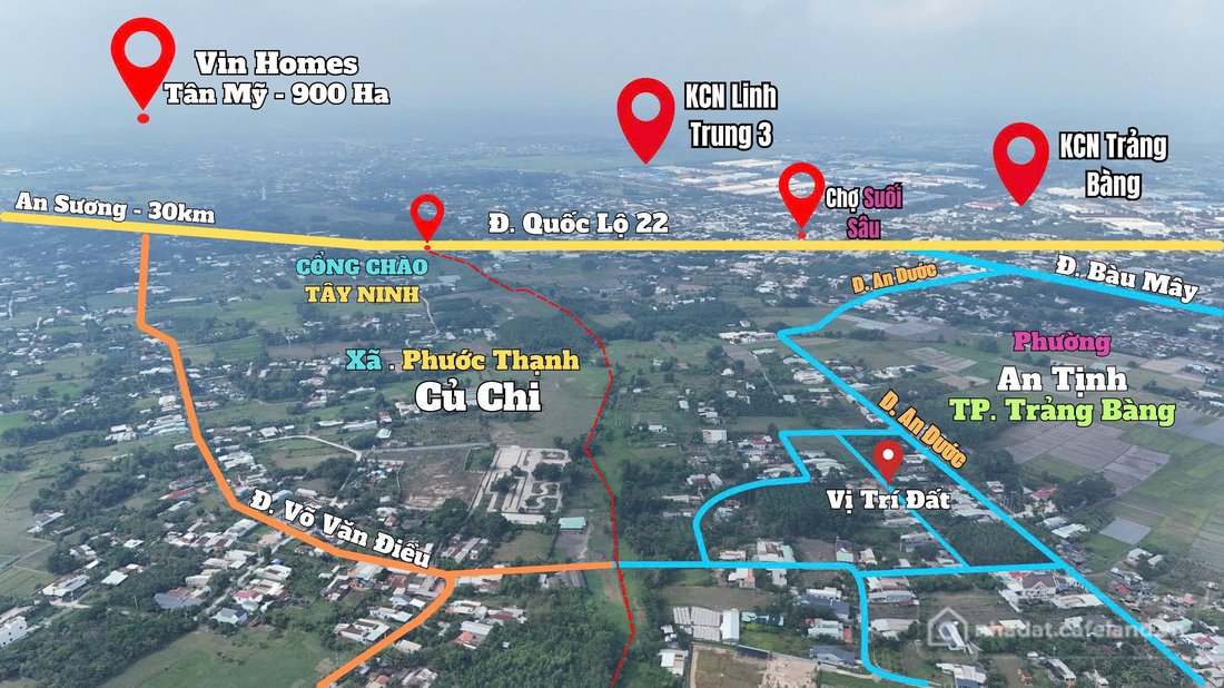 Bán đất thổ cư: Đất nền gần KCN Linh Trung 3. Sở hữu 109m2 chốt nhanh 560 triệu 