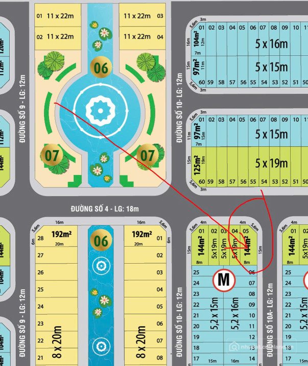 Bán đất thổ cư: Ngộp nặng, bán lỗ sâu nền góc M5 dự án Lago Centro