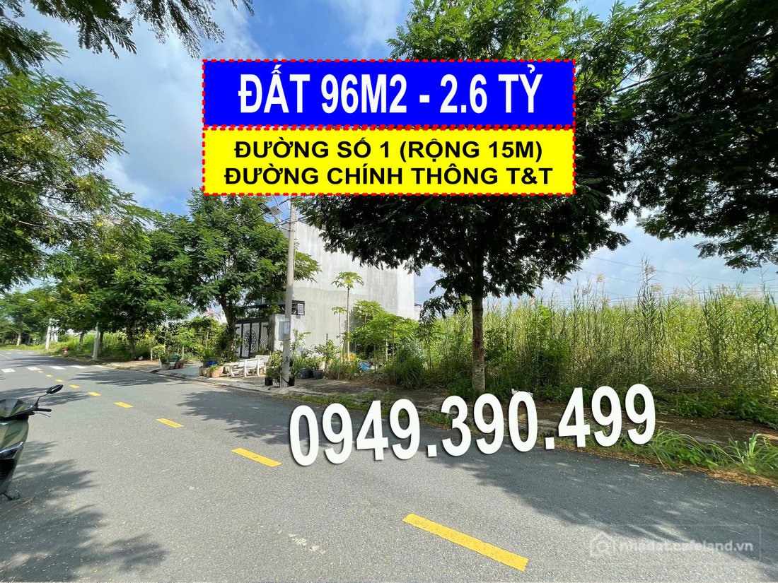 Bán đất thổ cư: Bán đất ngang 6x16m = 96m² ,khu Saigon Village - Lô dãy C1, giá 