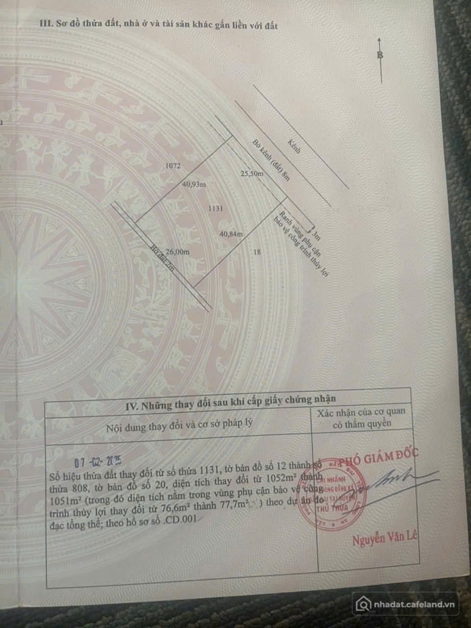 Bán đất thổ cư: Bán lô đất view đẹp Thủ Thừa , Long An dt 1000m2 đất vườn giá 1,