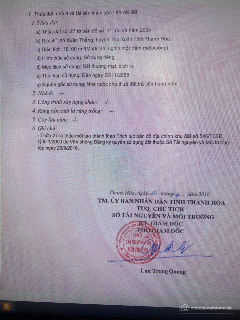 Bán đất thổ cư: CẦN CHUYỂN NHƯỢNG LÔ ĐẤT THƯƠNG MẠI DV 18000m2 ngay ngã tư Sao V