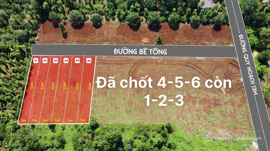 Bán đất thổ cư: Bán đất 150m² ngang 5m giá 590 triệu tại Xã Hòa Đông Huyện Krông