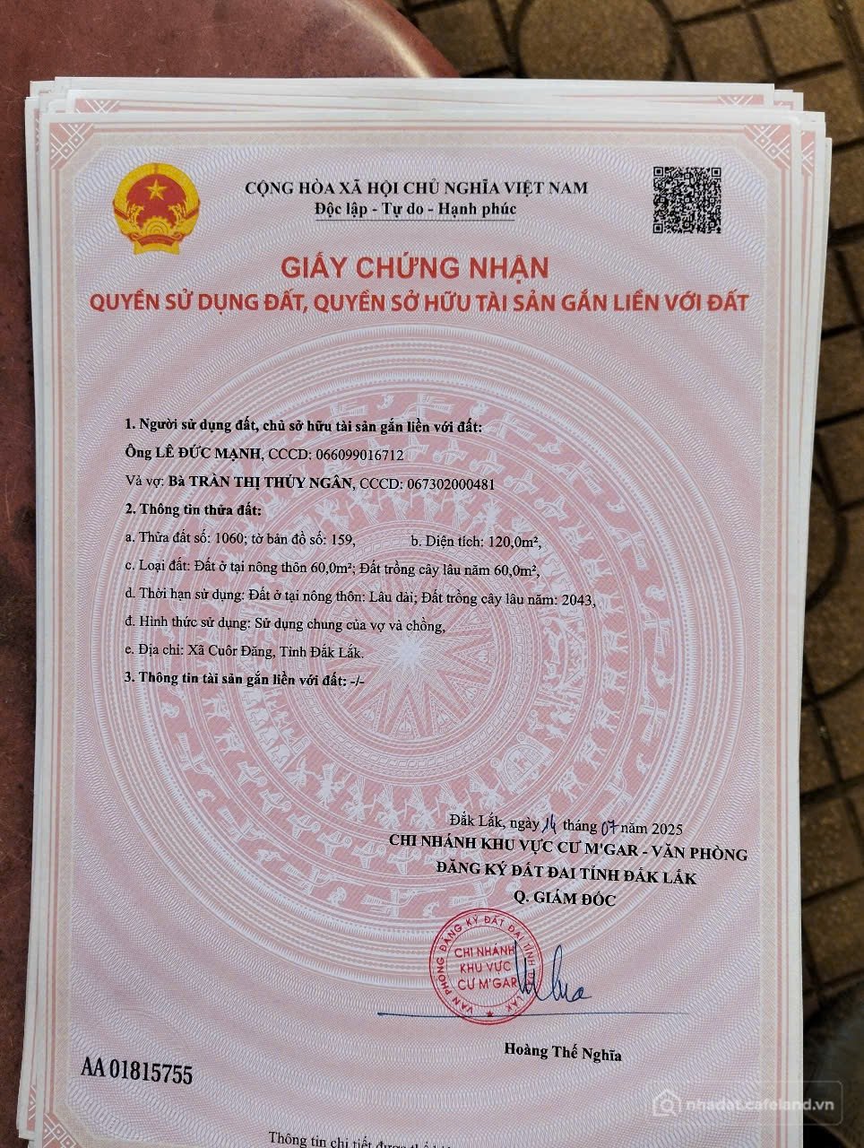 Bán đất thổ cư: Đấy ngay khu công nghiệp Phú Xuân, 5x24, thổ cư 60m2, bán 245tr