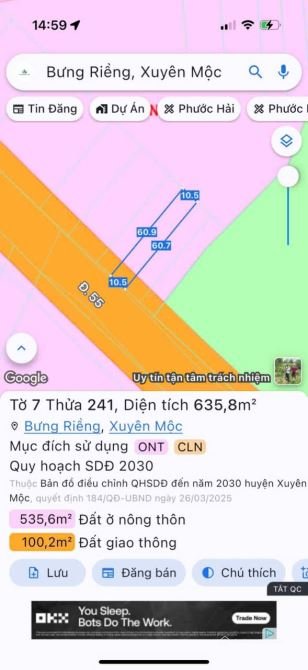 Bán đất thổ cư: MẶT TIỀN QUỐC LỘ 55 - BÌNH CHÂU - XUYÊN MỘC- BRVT SIÊU RẺ Ạ 
