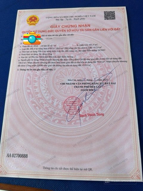 Bán đất thổ cư: Bán đất 605.2m² ngang 15m giá 4.7 tỷ Phường Phú An giá còn thươn