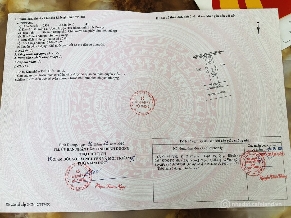 Bán đất thổ cư: Bán đất 96.8m² ngang 5m giá 1.6 tỷ tại Thị trấn Lai Uyên Huyện B