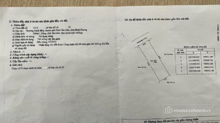 Bán đất thổ cư: Bán đất 350m² 3.5 tỷ tại Phường Hoà Phú Thành phố Thủ Dầu Một