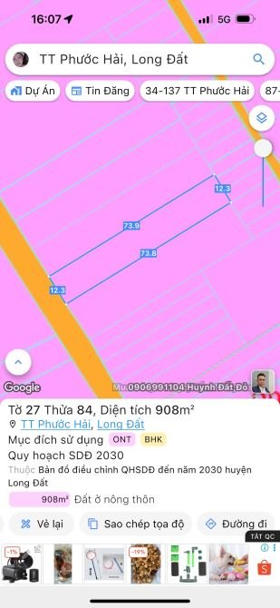 Bán đất thổ cư: LÔ DT NHÀ VƯỜN- XÃ PHƯỚC HẢI-HCM. CÁCH BÃI TẮM PHƯỚC HẢI 5km ---
