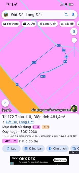 Bán đất thổ cư: LÔ ĐẤT MẶT TIỀN LÊ THÁNH TÔNG THỊ TRẤN ĐẤT ĐỎ - BRVT Dt 481 ngan