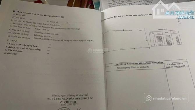 Bán đất thổ cư: SỞ HỮU LÔ ĐẤT NHÀ VƯỜN 1453M2 CHỈ CÁCH BIỂN LỘC AN 6P LÁI XE