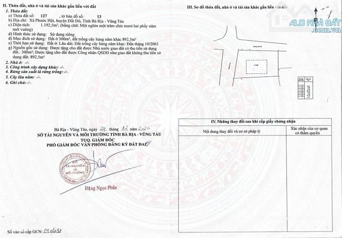 Bán đất thổ cư: CẦN BẤN GẤP LÔ ĐẤT NHÀ VƯỜN 2 MẶT TIỀN NGAY TRUNG TÂM XÃ PHƯỚC H