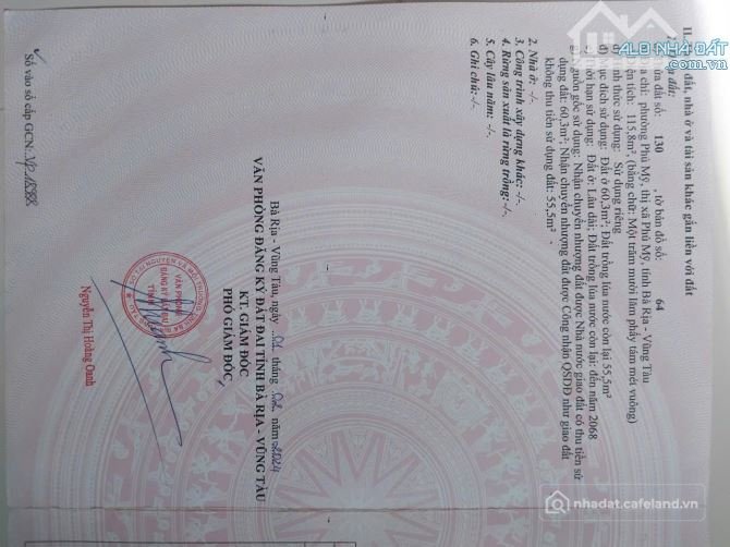 Bán đất thổ cư: Chính chủ bán đất trung tâm Phú Mỹ ngay khu Việt Kiều-Bà rịa vũn