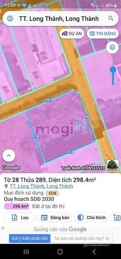 Bán đất thổ cư: Đất nền thị trấn long thành góc 2 mặt tiền khu dân cư hiện hữu