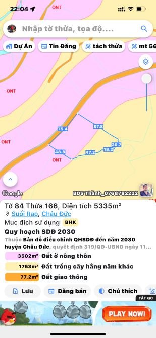 Bán đất nông, lâm nghiệp: Đất Phân Lô - Làm Nhà Vườn - Phủ Hồng 1/2 - Đường Nhựa