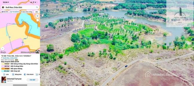 Bán đất nông, lâm nghiệp: Đất Giáp Hồ Suối Rao Phủ Hồng 1 phần , khu dân cư