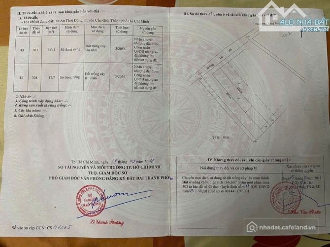 Bán đất thổ cư: Bán đất DT 500m có thổ cư 274m, + nhà yến, an Nghĩa xã An Thới Đ