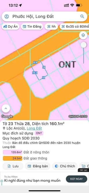 Bán đất thổ cư: CẦN THANH LÝ LÔ ĐÂT 160M2 NGAY TRUNG CHỢ LỘC AN LONG ĐẤT, BRVT C