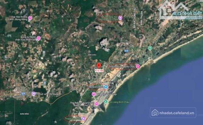 Bán đất thổ cư: LÔ ĐẤT ĐẸP BIỂN BÌNH CHÂU, GẦN KDL SUỐI NƯỚC NÓNG, SẴN THỔ CƯ, C