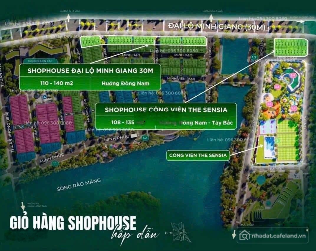 Bán nhà phố dự án: Shophouse đại lộ Minh Giang The Sensia Trí Dương Khu đô thị l