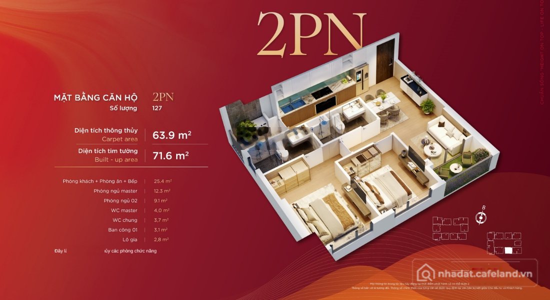Bán căn hộ chung cư: Căn hộ 64.5m2 2PN View quảng trường tại Diamond Hill Thái N