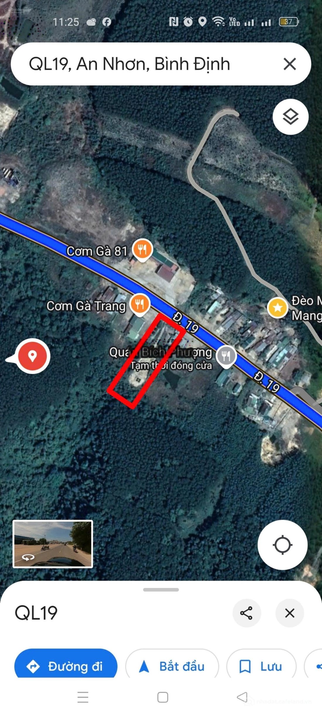 Bán đất thổ cư: Đất mặt tiền Quốc Lộ 19, thôn Phú Danh, xã Hra, Mangyang, Gia La