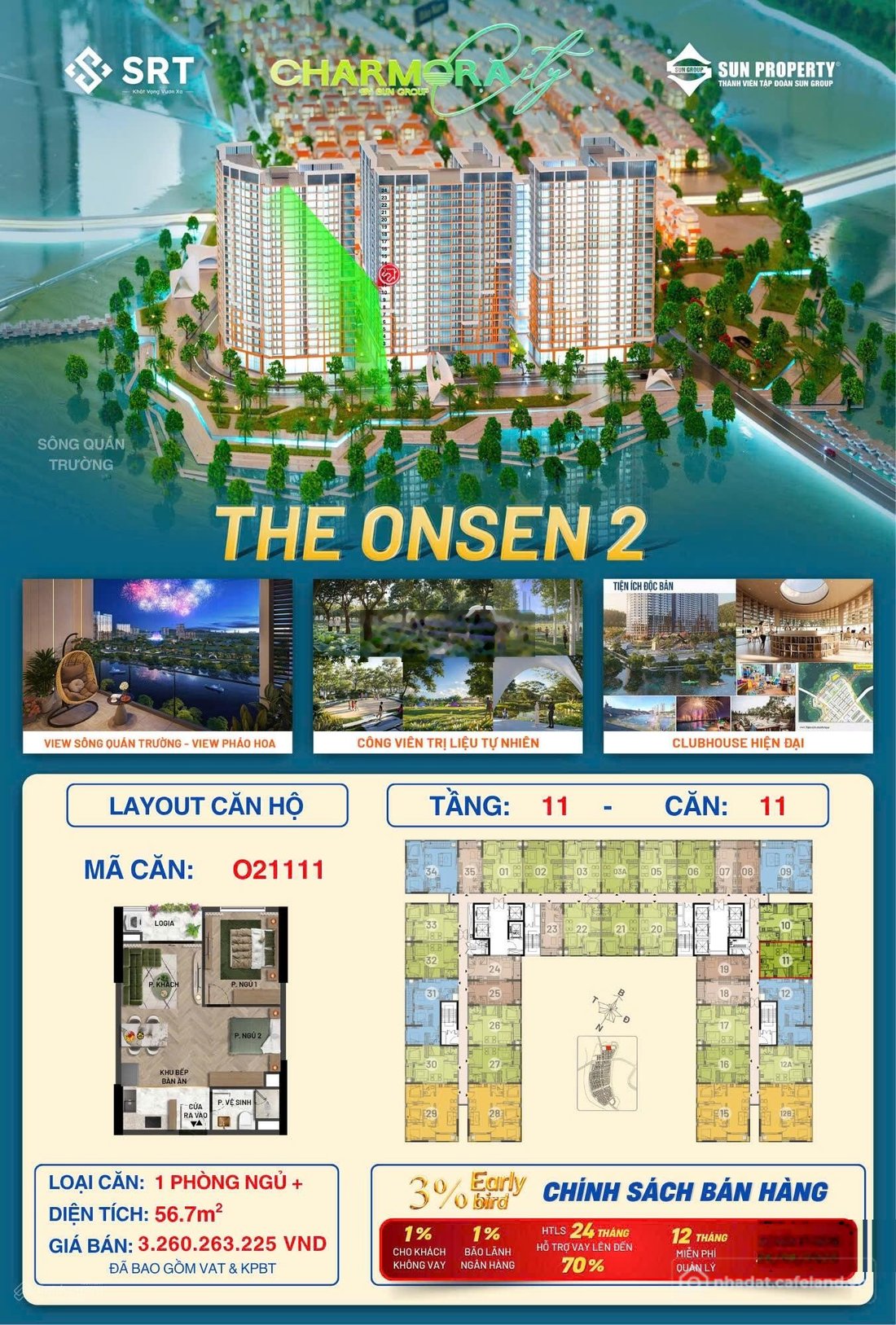 Bán căn hộ chung cư: Charmora City sở hữu ngay căn hộ view sông 1PN + chỉ 3.26 t