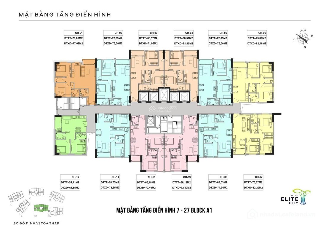 Bán căn hộ chung cư: Sốc Tecco Elite City: Căn 2N 72m² view ngoại khu - vốn 1.2 