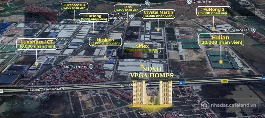 Bán căn hộ chung cư: Tòa thương mại CT1 NOXH Vega Homes Bắc Giang 51,4m2, 1PN +,