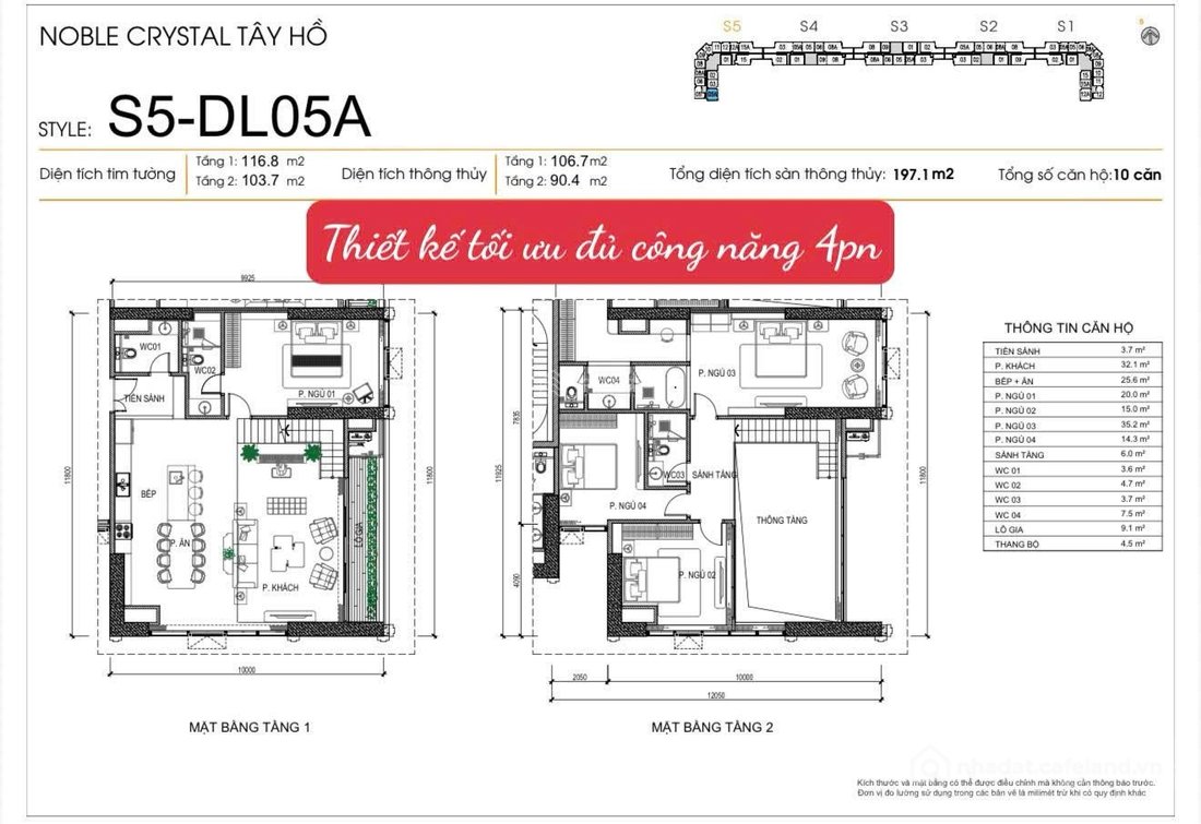 Bán căn hộ chung cư: Duy nhất 1 căn Duplex 4PN Noble Crystal Tây Hồ vị trí view 