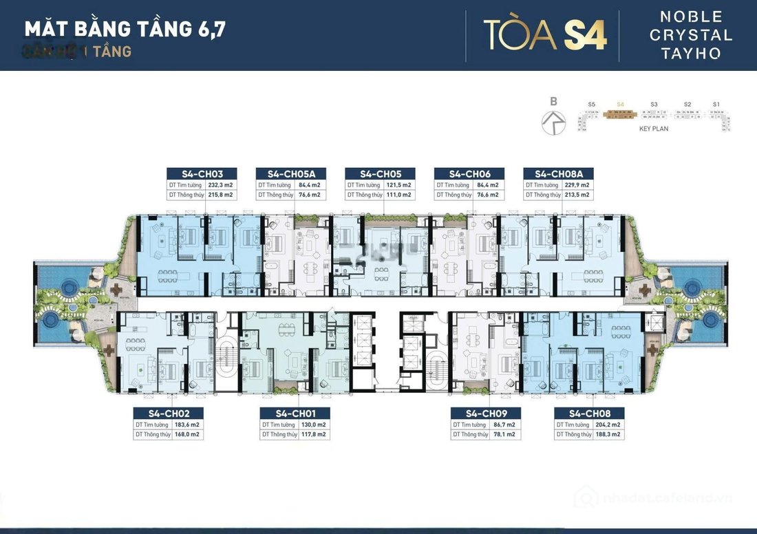 Bán căn hộ chung cư: Noble Crystal Tây Hồ: Căn hộ 111m2 - 2PN + 3WC view đẹp, su