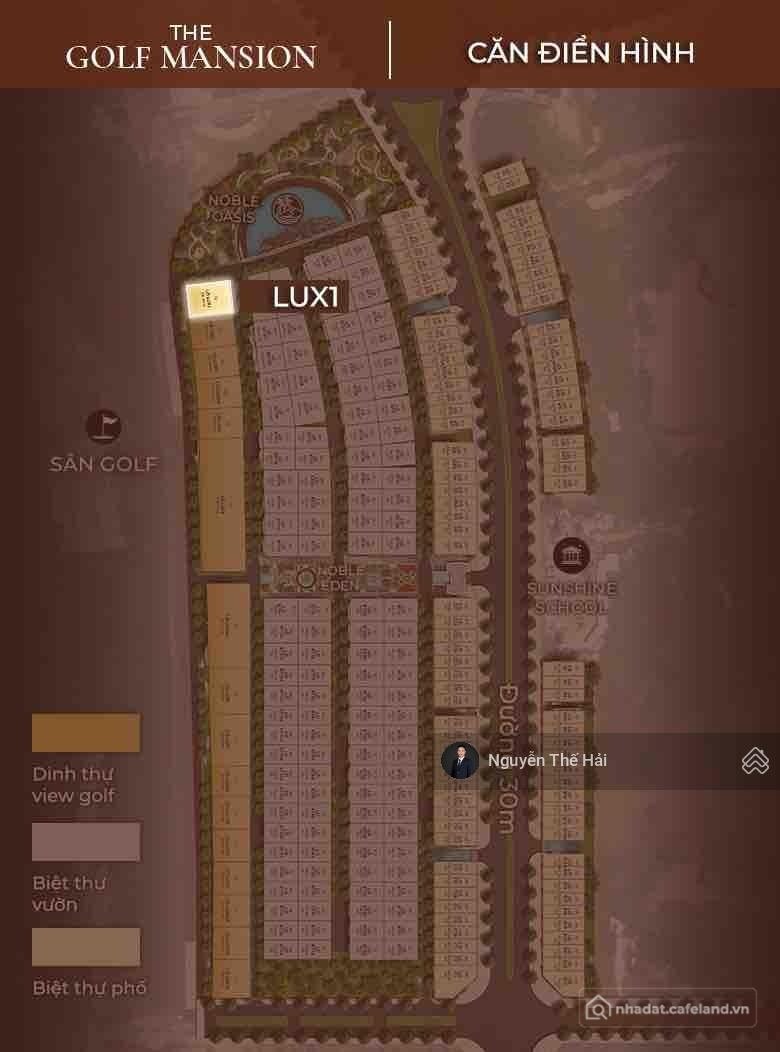 Bán biệt thự: Đơn lập góc view sân Golf, diện tích 316m2, Phân khu The Golf Mans